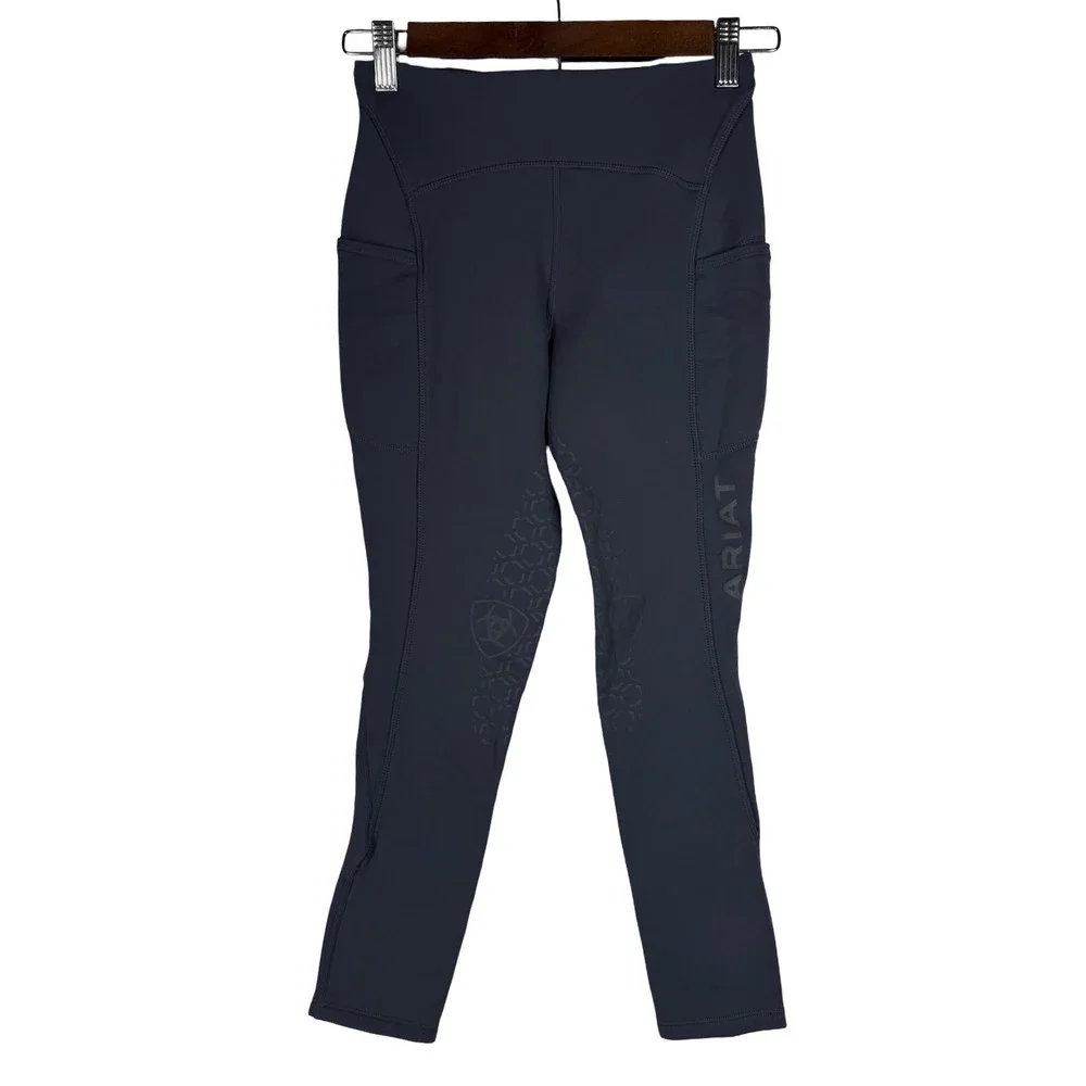 Ariat Youth Girls EOS Knee Patch Tights Navy Blue Riding Leggings Size Medium 10